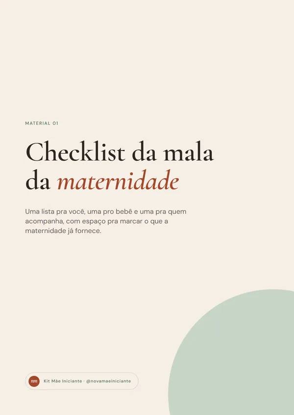 Capa do Checklist da mala da maternidade