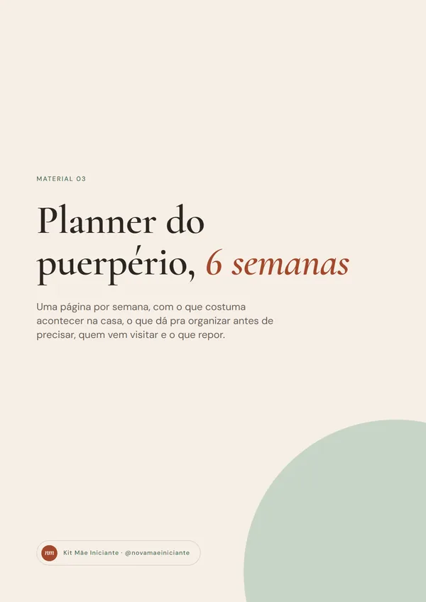 Capa do Planner do puerpério, 6 semanas