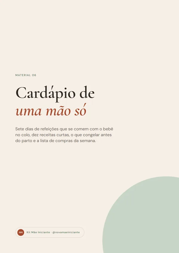 Capa do Cardápio de uma mão só