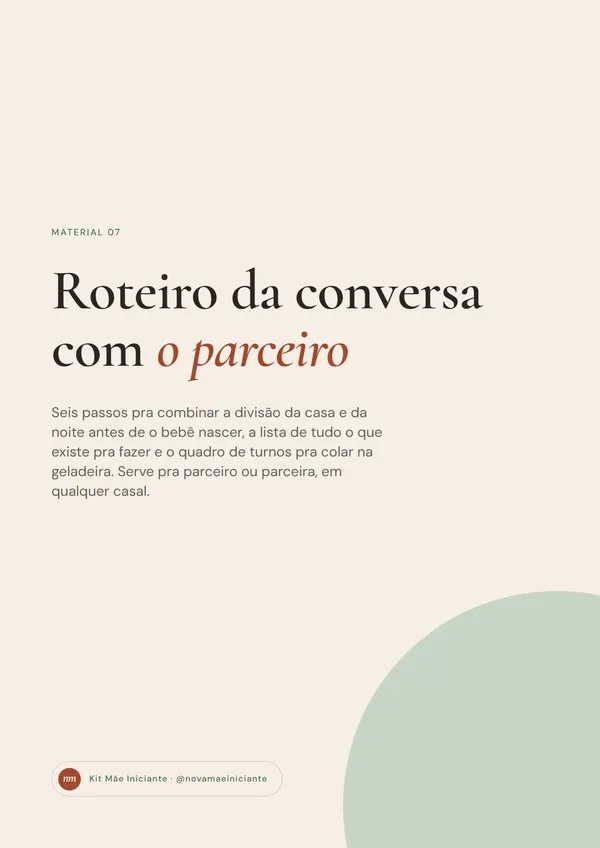 Capa do Roteiro da conversa com o parceiro